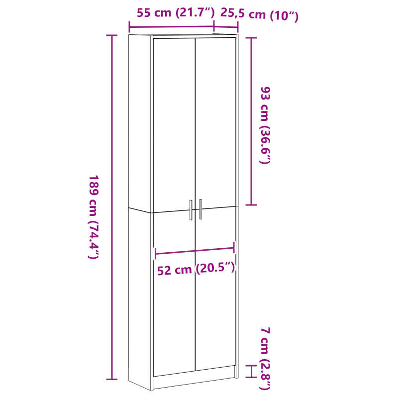 Kleiderschrank Kunststeineiche 55x25x189 cm Holzwerkstoff