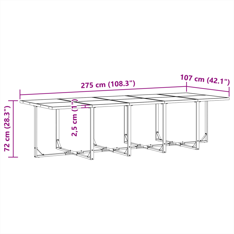 15-teiliges Garten-Esszimmer-Set mit Kissen aus Stahl und Textilene