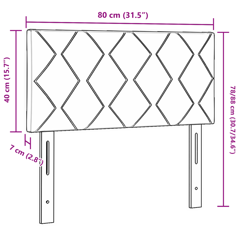LED Kopfteil Diamantblöcke Design Dunkelgrau 80 cm Samt