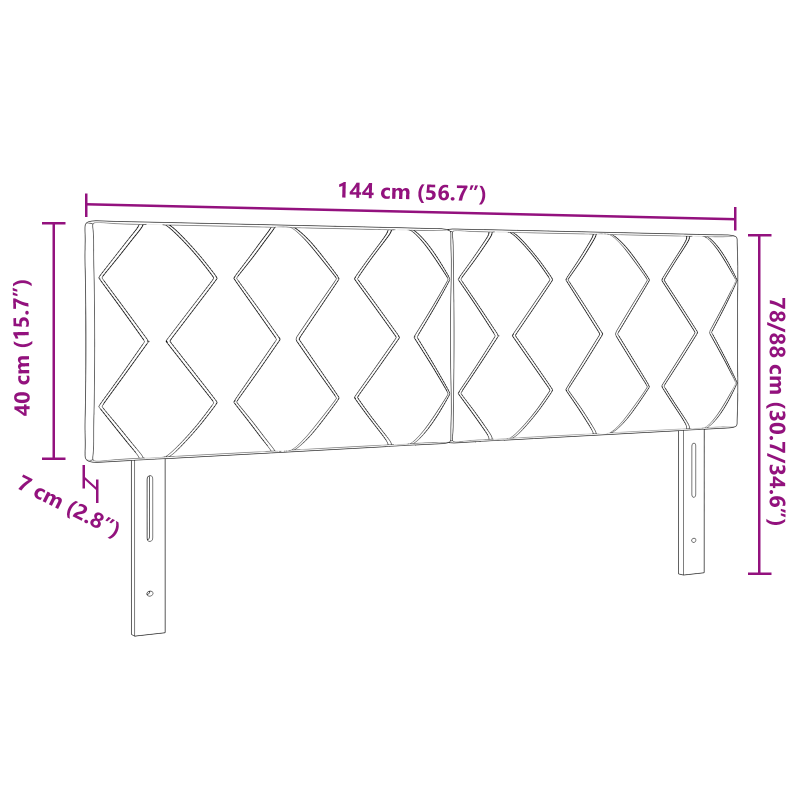 LED Kopfteil mit Diamantblockdesign Blau 144 cm Stoff