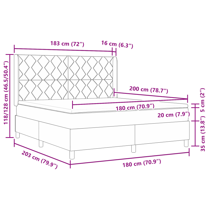 Boxspringbett mit Matratze Dunkelbraun 180x200 cm Stoff
