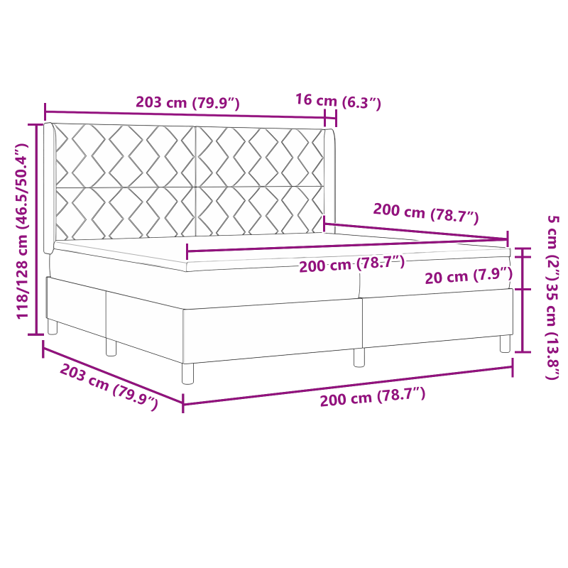 Boxspringbett mit Matratze Hellgrau 200x200 cm Stoff