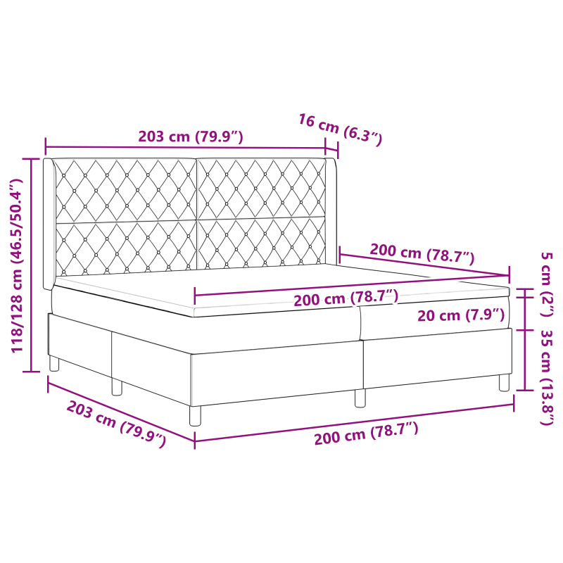 Boxspringbett mit Matratze Hellgrau 200x200 cm Samt