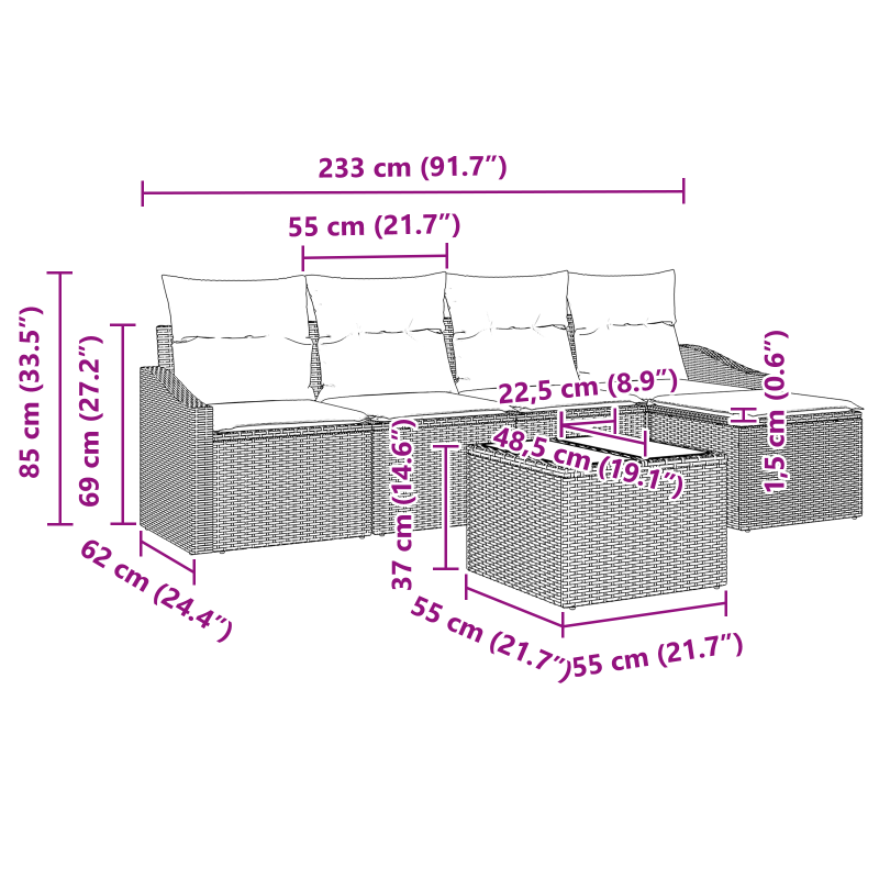 3-teilige Garten Essgruppe Massivholz Akazie
