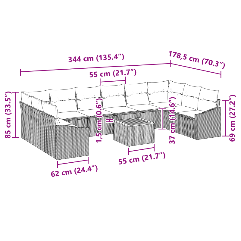 Boxspringbett mit Matratze & LED Schwarz 180x200 cm Stoff