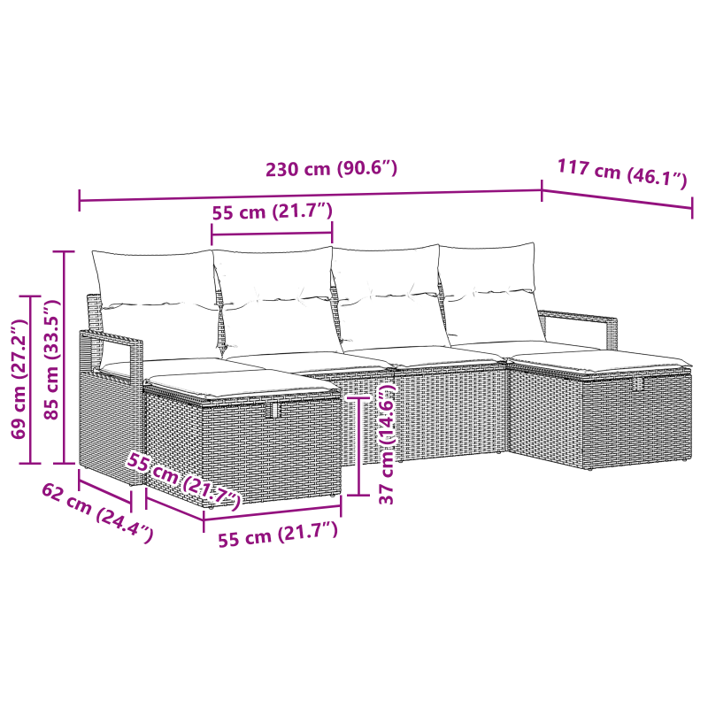 Boxspringbett mit Matratze & LED Taupe 140x200 cm Stoff