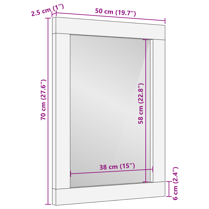 Badezimmerspiegel 50x70x3 cm Massivholz Akazie