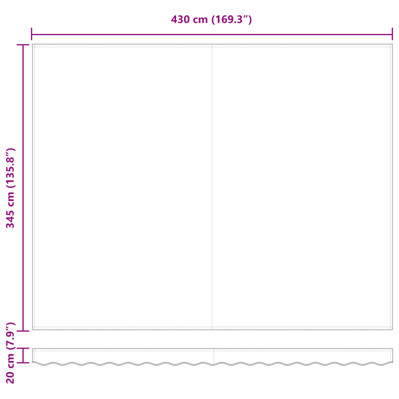 Ersatzstoff für Markisen für Rahmen 4,5x3,5 m Rot