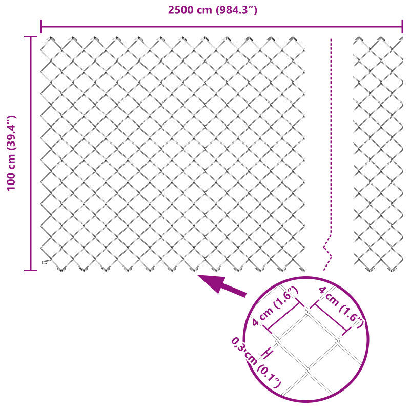 Kettenzaun Grün 1x25 m Stahl