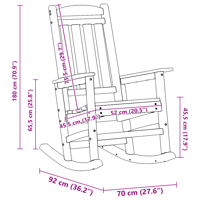 Garten Schaukelstuhl Marineblau 70x92x108 cm HDPE