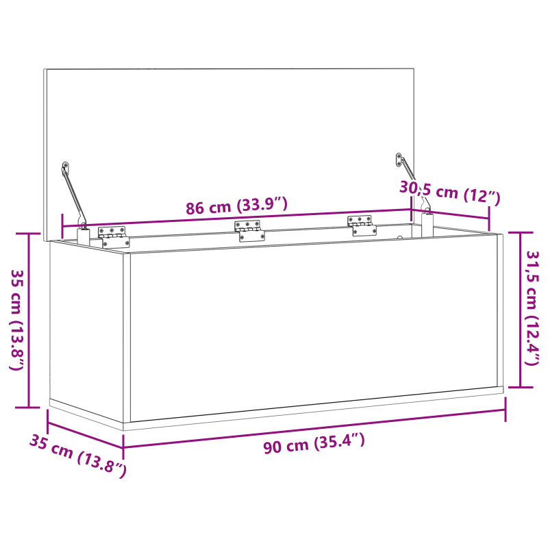Aufbewahrungskiste Artisan Eiche 90x35x35 cm Holzwerkstoff