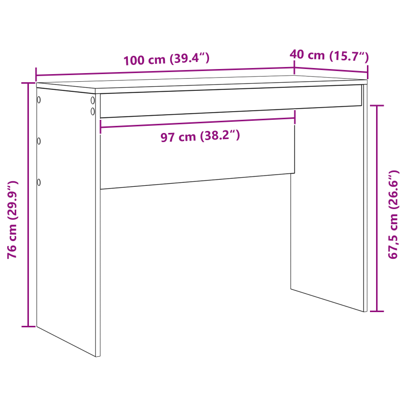 Schreibtisch Artisan Eiche Ingenieuholz 100 x 40 x 76 cm