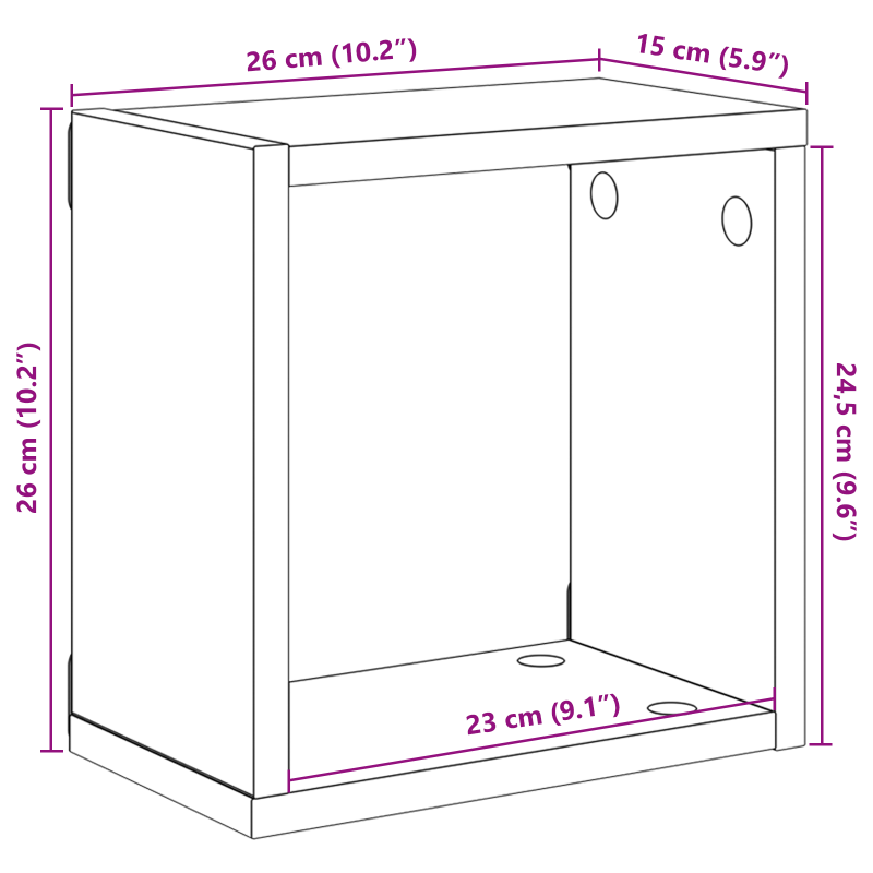 Wandregale Artisan Eiche MDF mit Furnier 26 x 15 x 26 cm