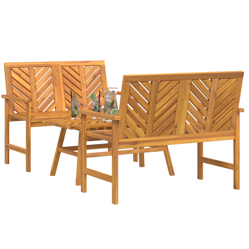 3-teiliges Garten-Lounge-Set Massives Holz Akazie