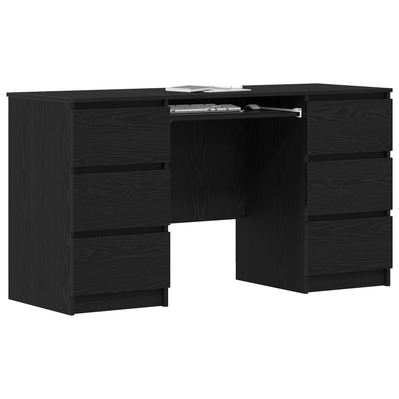 Schreibtische 2 Stück Schwarz Eiche 140x50x76 cm Holzwerkstoff