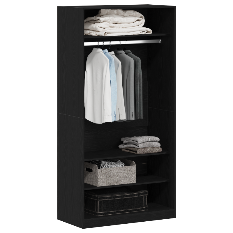 Kleiderschrank in Schwarz mit Eiche 100x50x200 cm aus Holzwerkstoff