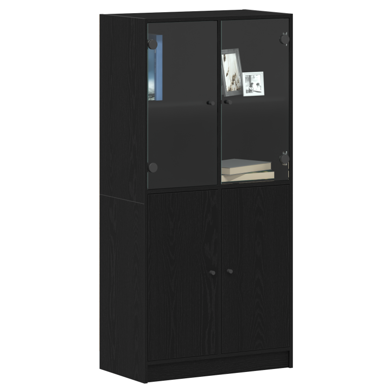 Hochschrank mit Türen Schwarz Eiche 68x37x142 cm Holzwerkstoff