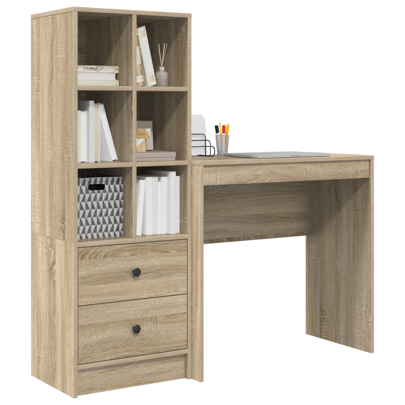 Schreibtisch mit Stauraum Sonoma Eiche Holzwerkstoff