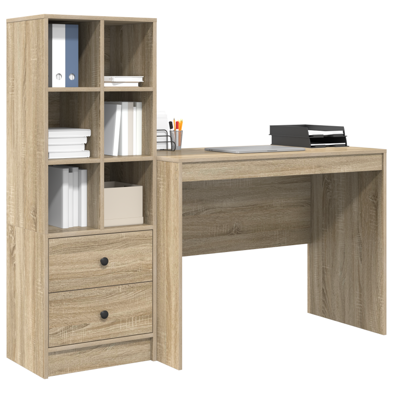 Schreibtisch mit Stauraum Sonoma Eiche Holzwerkstoff