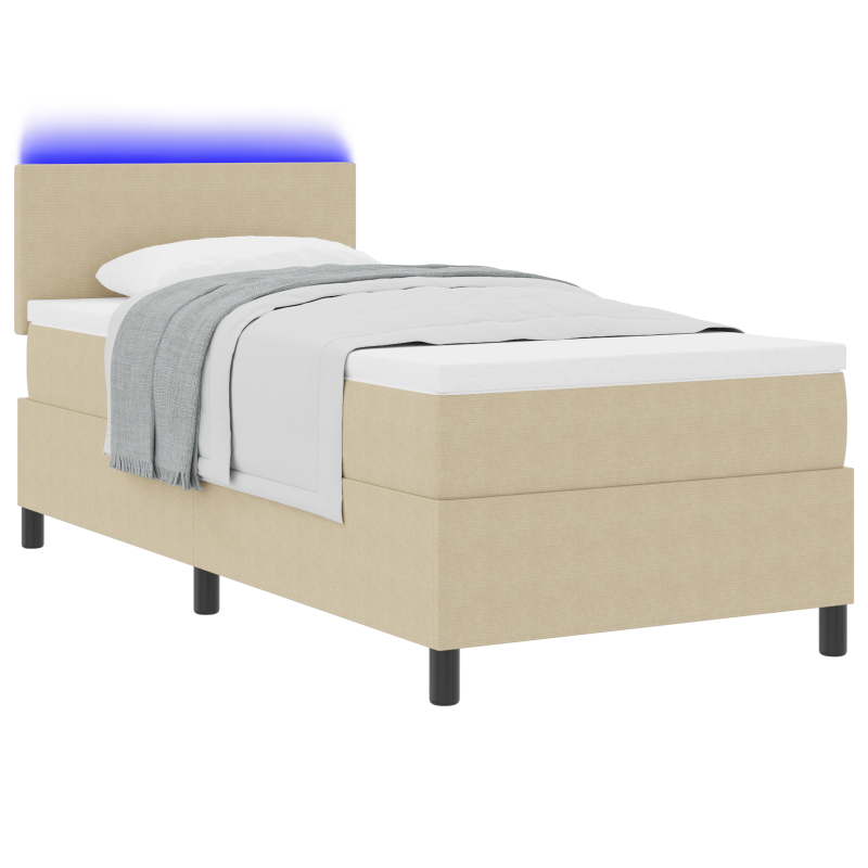Boxspringbett mit Matratze und LED-Licht Grün Grau Einzel Cordstoff