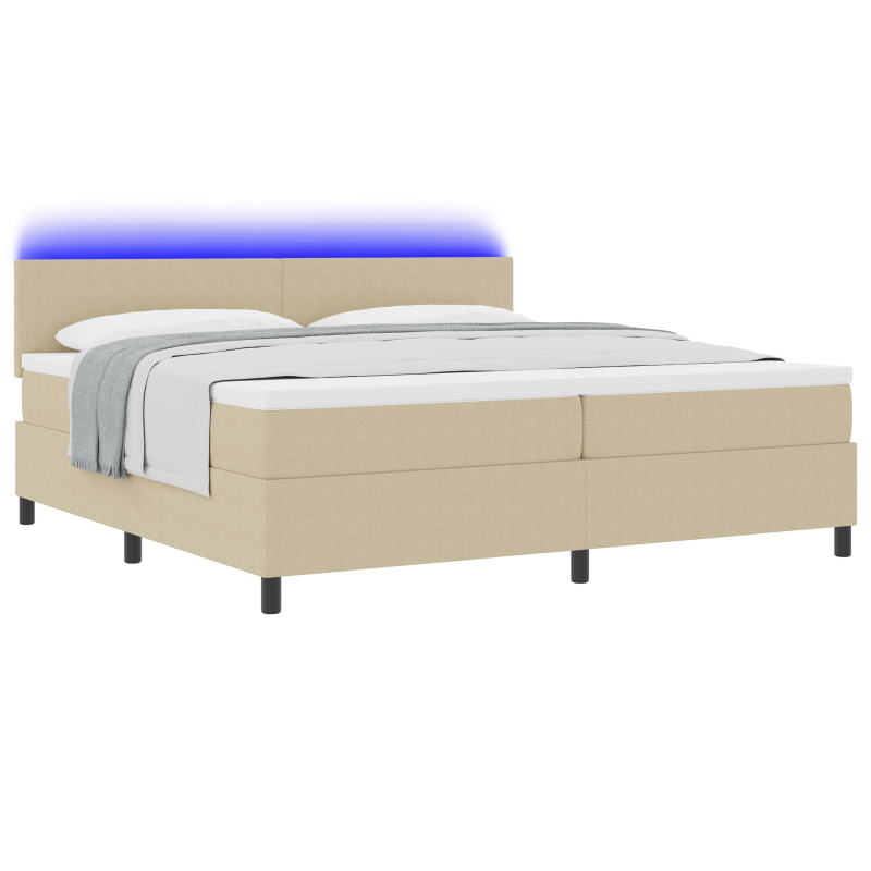 Boxspringbett mit Matratze & LED Licht Grün Grau 200x200 cm Cordstoff