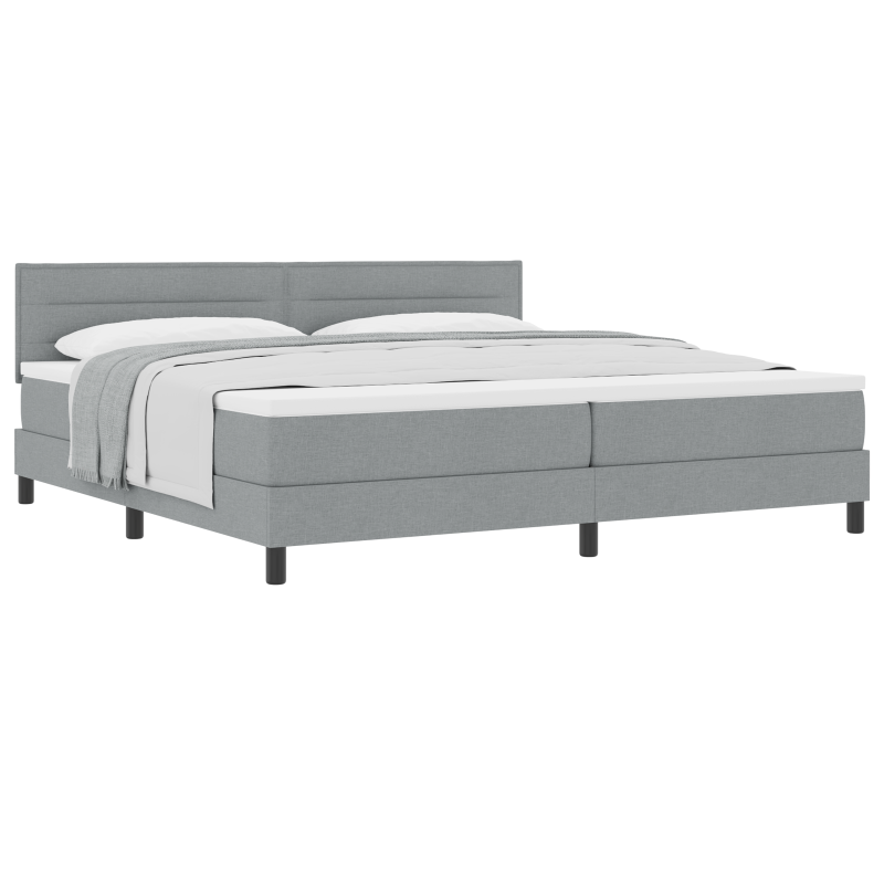 Boxspringbett mit Matratze Hellgrau 200x200 cm Stoff
