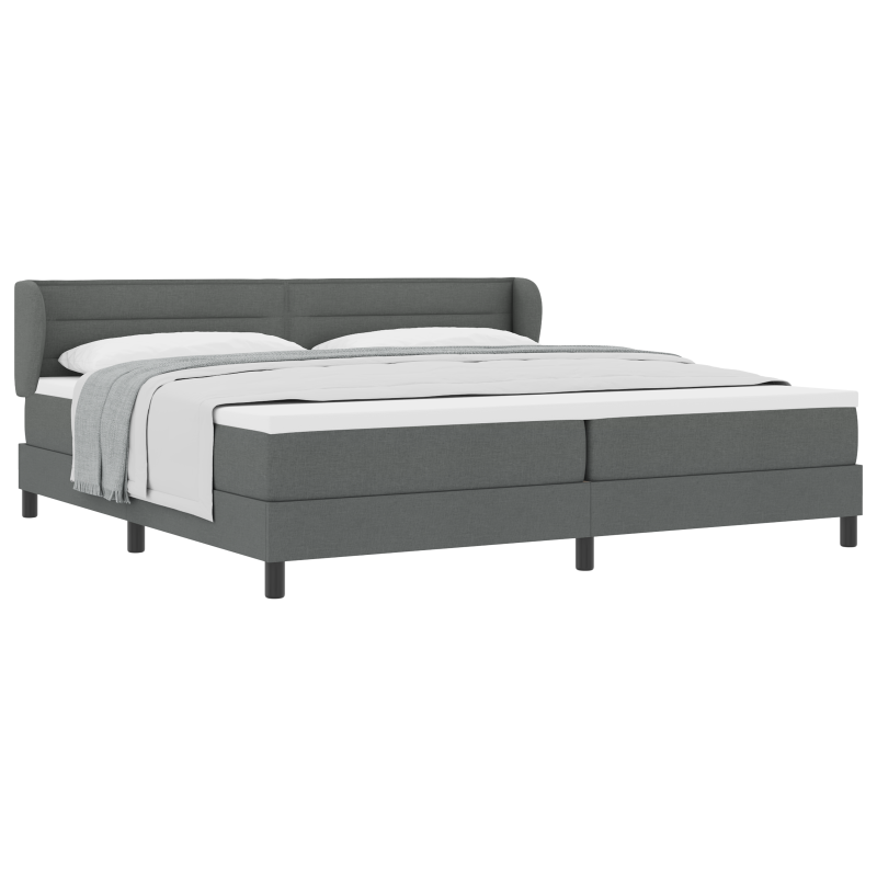 Boxspringbett mit Matratze in Dunkelgrau, 200x200 cm, aus Stoff