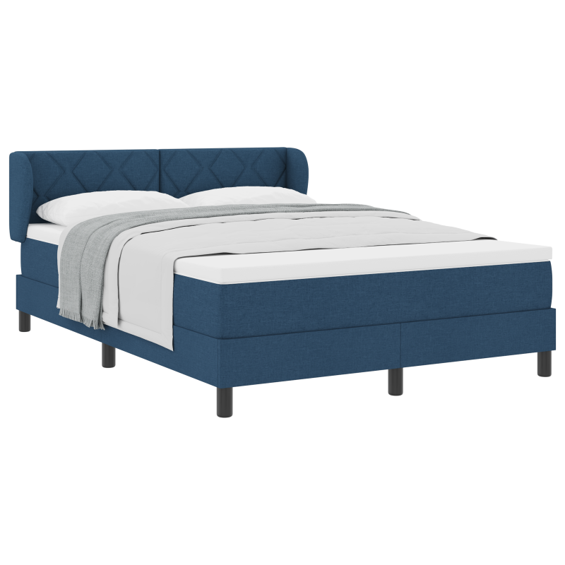Boxspringbett mit Matratze Blau 140x190 cm Stoff