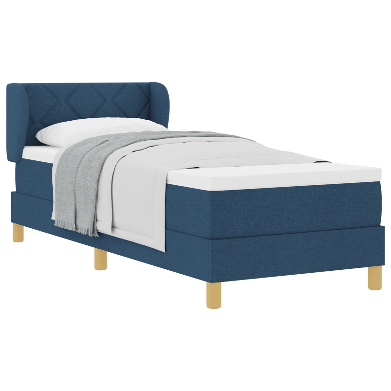 Boxspringbett mit Matratze - Blau - 80x200 cm - Stoff