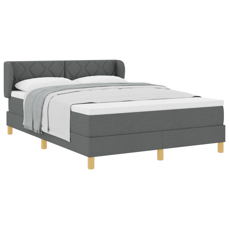 Boxspringbett mit Matratze - Dunkelgrau, 140x190 cm, Stoff