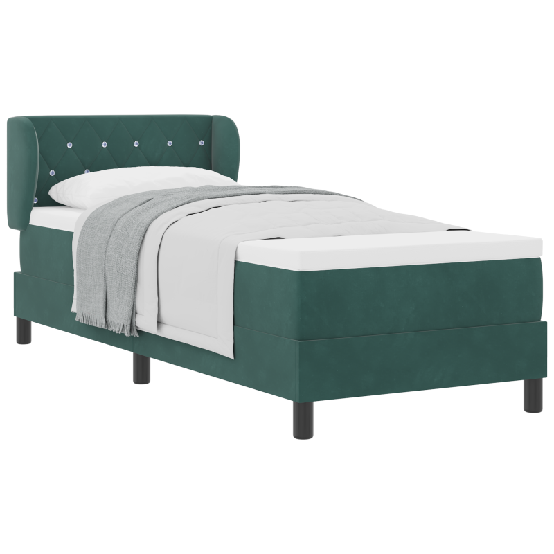 Boxspringbett mit Matratze in Dunkelgrün, 80x200 cm, Samt