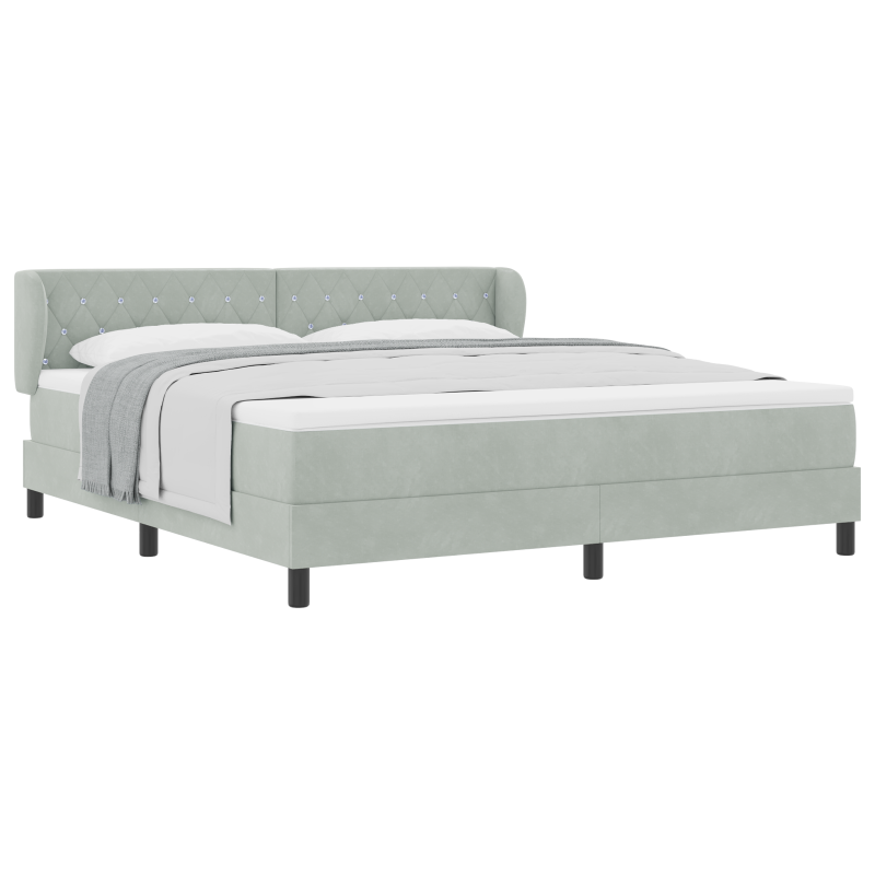 Boxspringbett mit Matratze Hellgrau 180x200 cm Samt