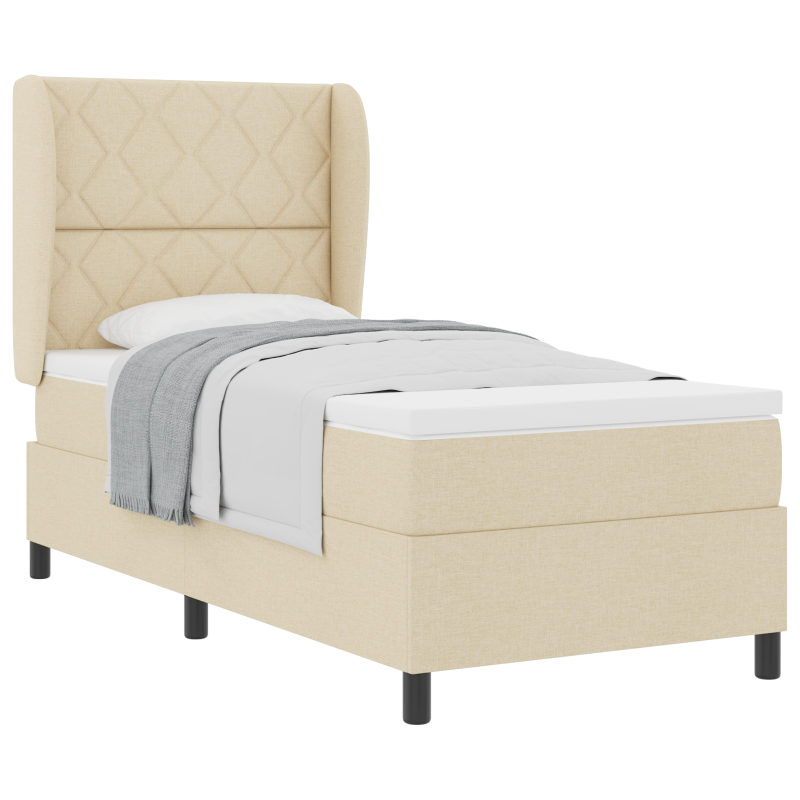 Boxspringbett mit Matratze - Creme 100x200 cm Stoff