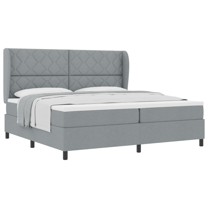 Boxspringbett mit Matratze - Hellgrau, 200x200 cm Stoff