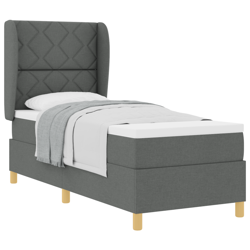 Boxspringbett mit Matratze Dunkelgrau 80x200 cm Stoff