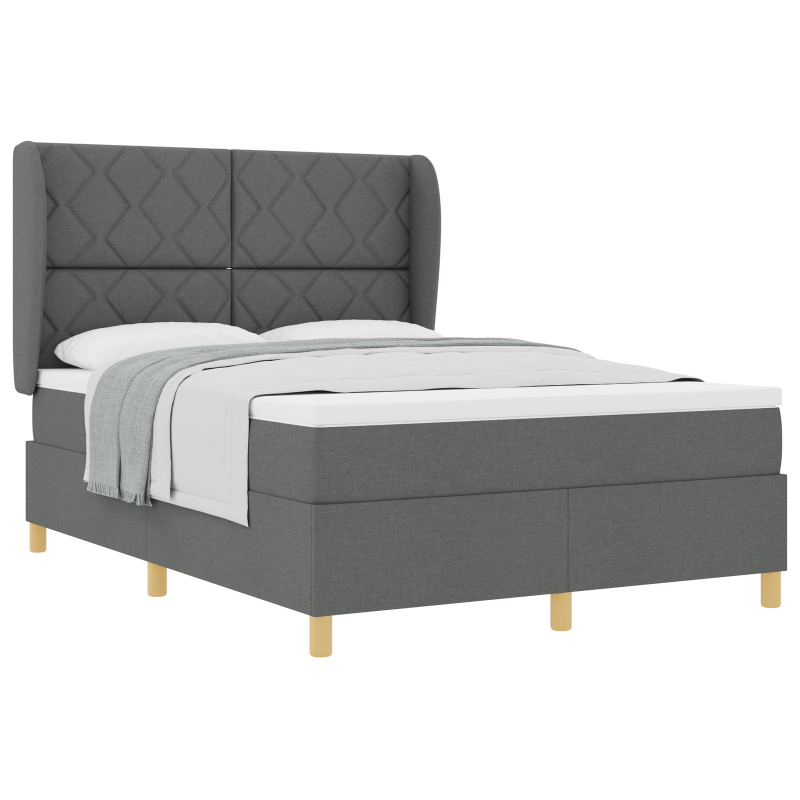 Boxspringbett mit Matratze Dunkelgrau 140x200 cm Stoff