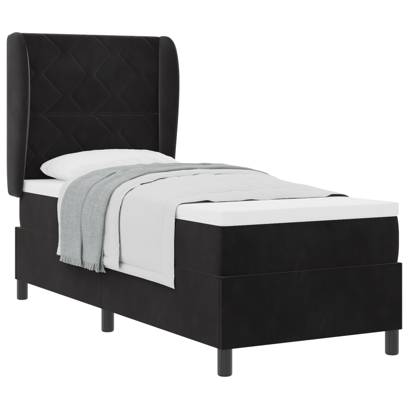 Boxspringbett mit Matratze Schwarz 80x200 cm Samt
