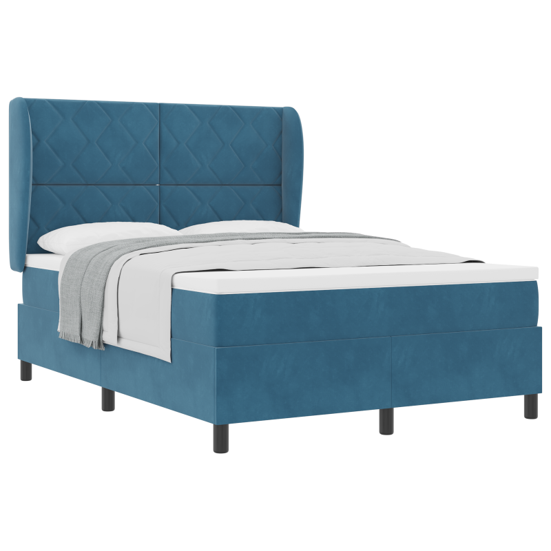 Boxspringbett mit Matratze Dunkelblau 140x190 cm Velvet