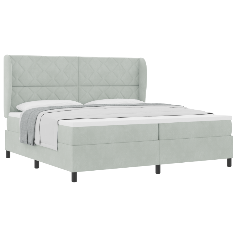 Boxspring-Bett mit Matratze Hellgrau 200x200 cm Samt