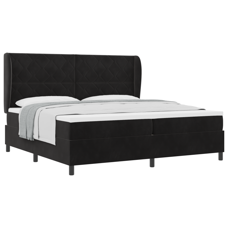 Boxspringbett mit Matratze Schwarz 200x200 cm Velvet
