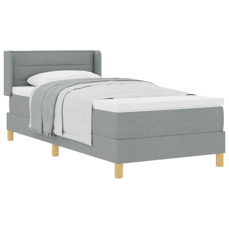 Boxspringbett mit Matratze Hellgrau 90x200 cm Stoff