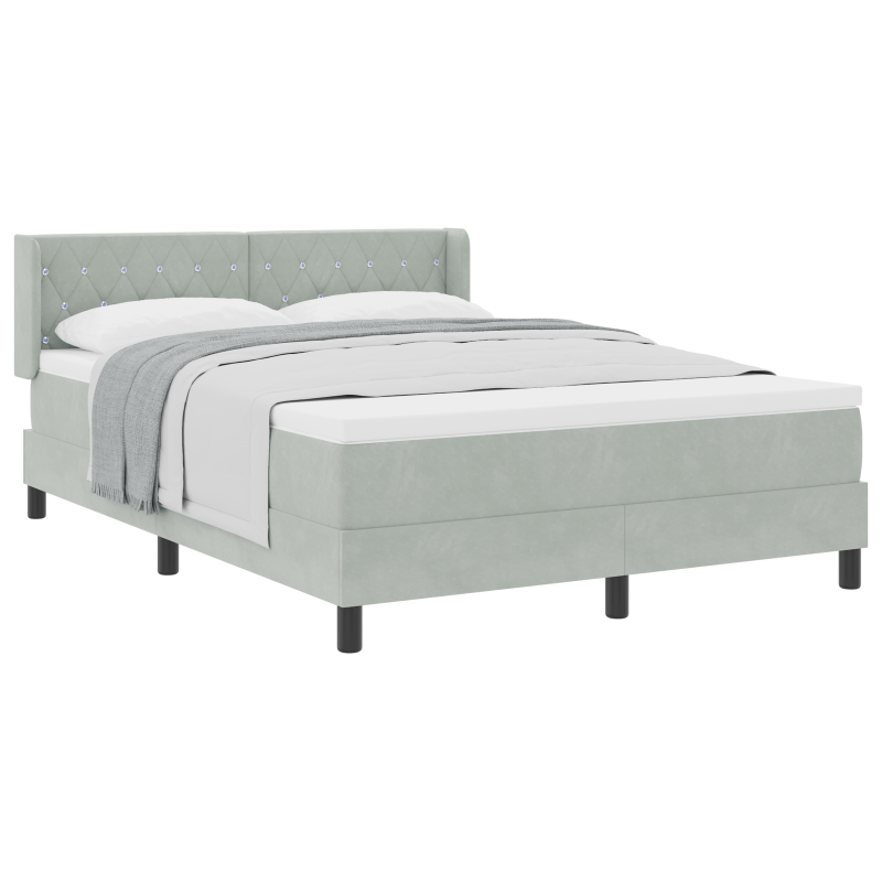 Boxspringbett mit Matratze Hellgrau 140x200 cm Samt