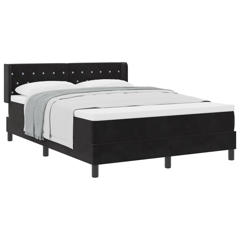 Boxspringbett mit Matratze Schwarz 140x200 cm Samt