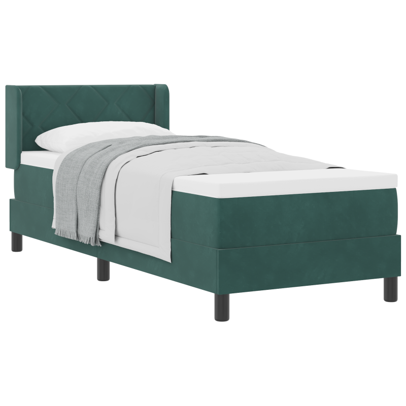 Boxspringbett mit Matratze Dunkelgrün 80x200 cm Velvet