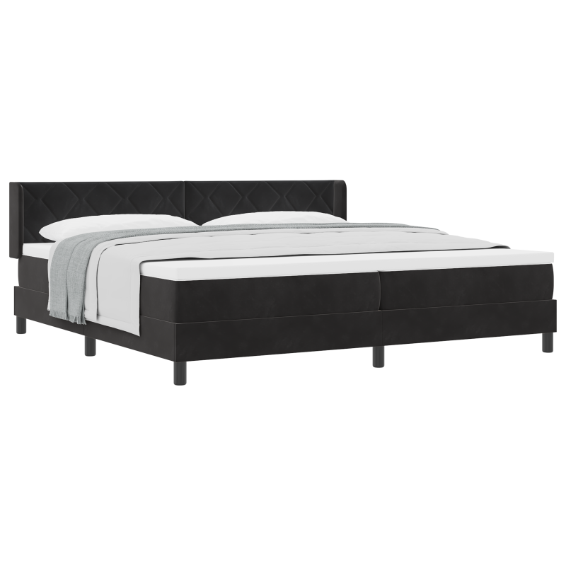 Boxspringbett mit Matratze Schwarz 200x200 cm Velours