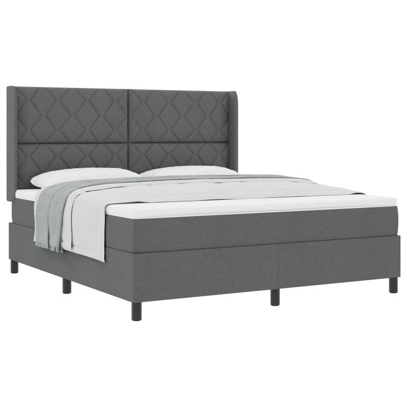 Boxspringbett mit Matratze Dunkelgrau 180x200 cm Stoff