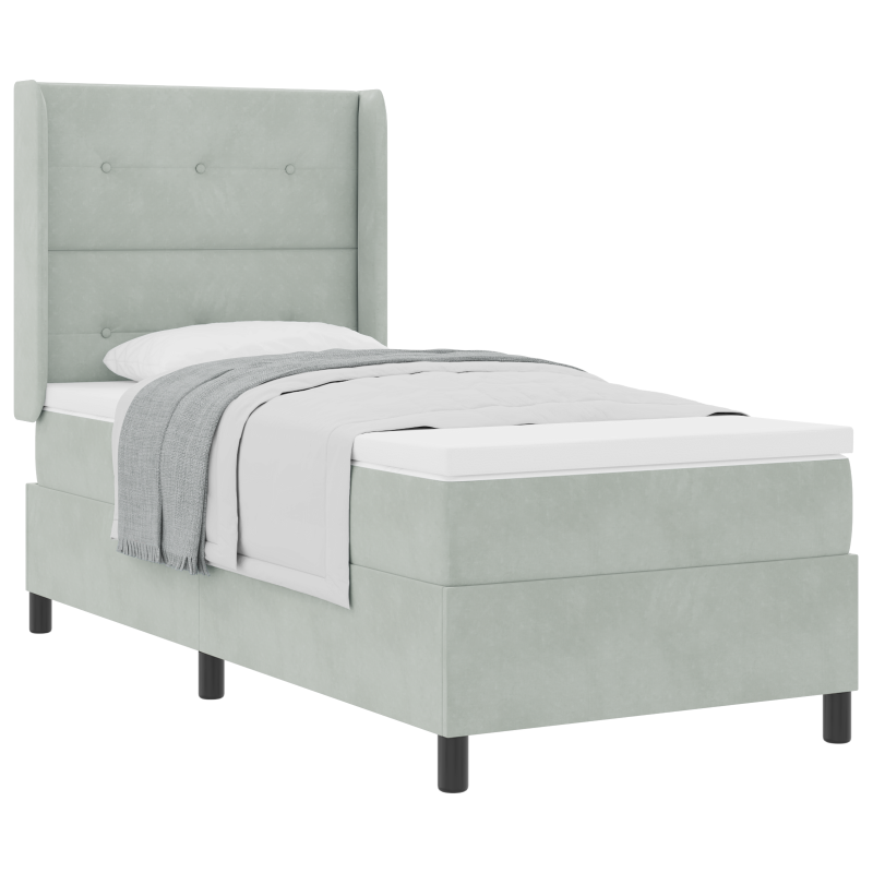 Boxspringbett mit Matratze Hellgrau 80x200 cm Samt