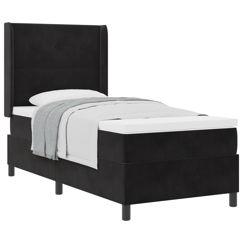 Boxspringbett mit Matratze Schwarz 80x200 cm Samt