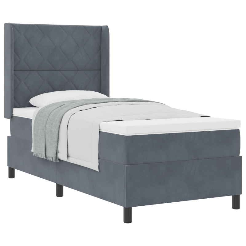 Boxspringbett mit Matratze Dunkelgrau 90x200 cm Samt