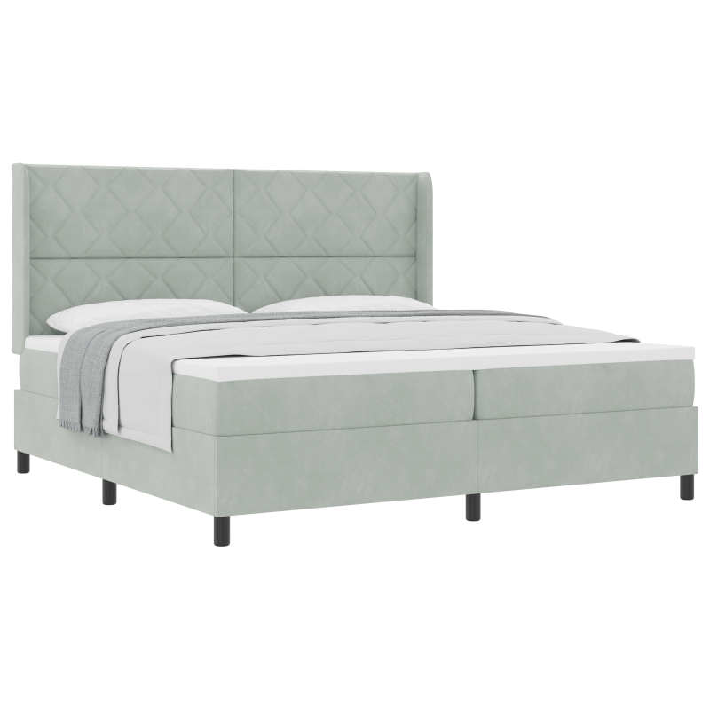 Boxspringbett mit Matratze Hellgrau 200x200 cm Samt